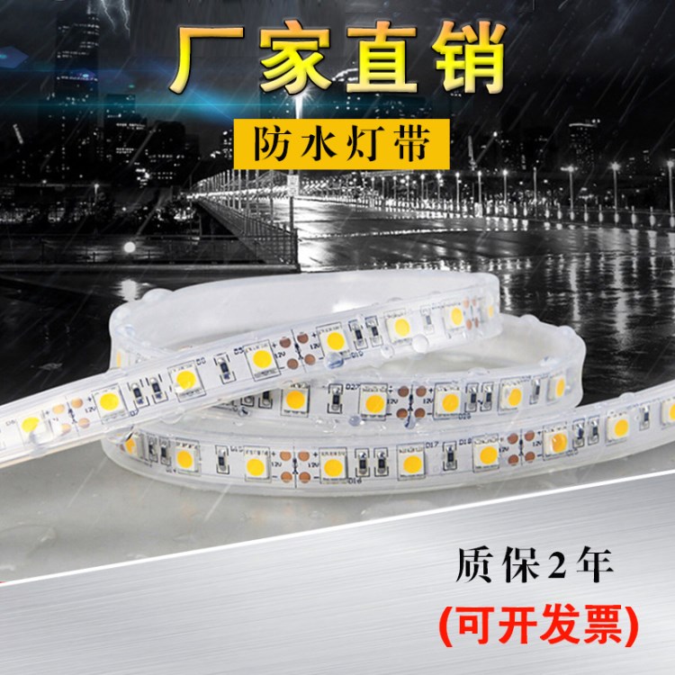 LED燈帶12V5050貼片七彩防水魚缸燈帶汽車軟燈條景觀亮化水下燈帶