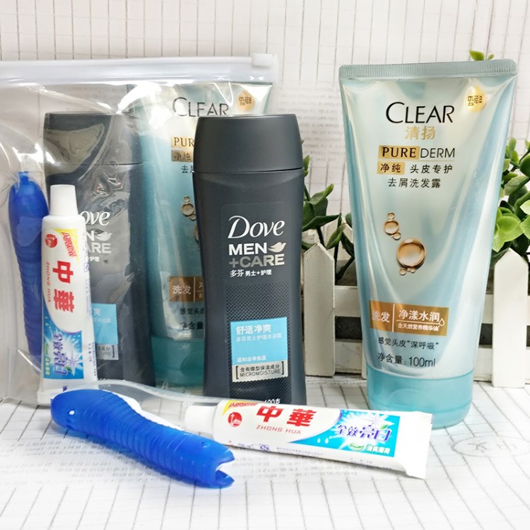  旅行洗漱套裝便攜式pvc袋戶外出差男女旅游酒店有償用品