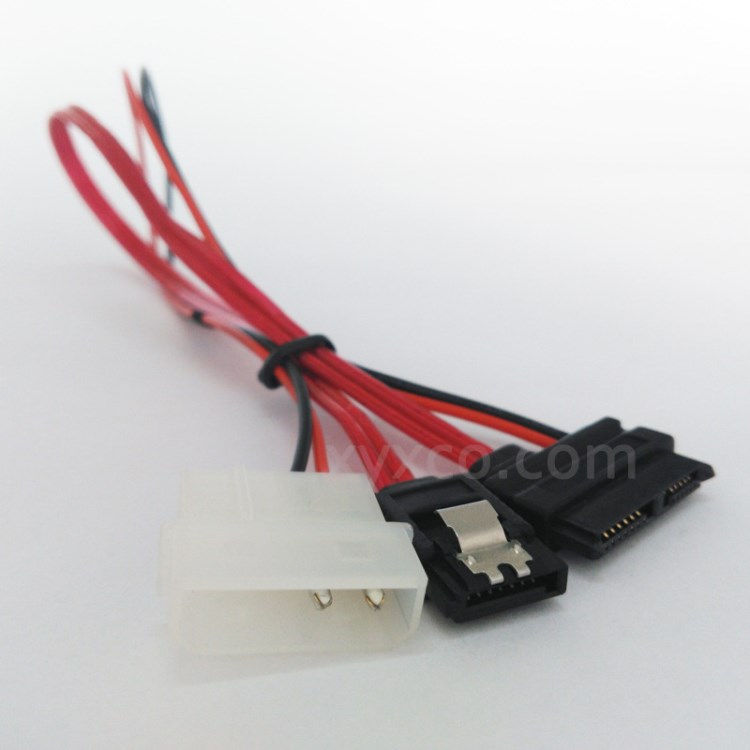 7+6PIN SATA - SATA 7P帶彈片- 大4P(M)公 光驅數據線 13P連接線