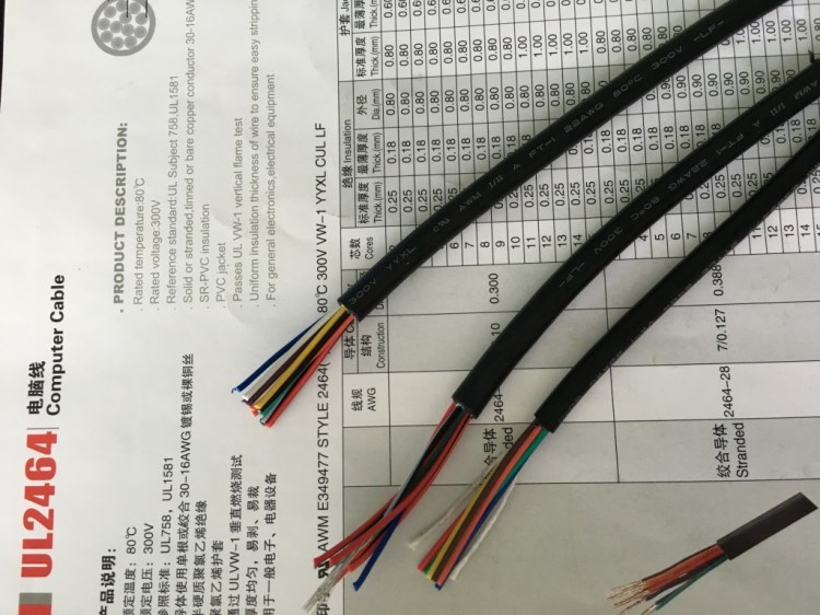 廠家直銷電源線供應(yīng)UL2464 12芯電腦線 品質(zhì) 遠(yuǎn)揚(yáng)線纜