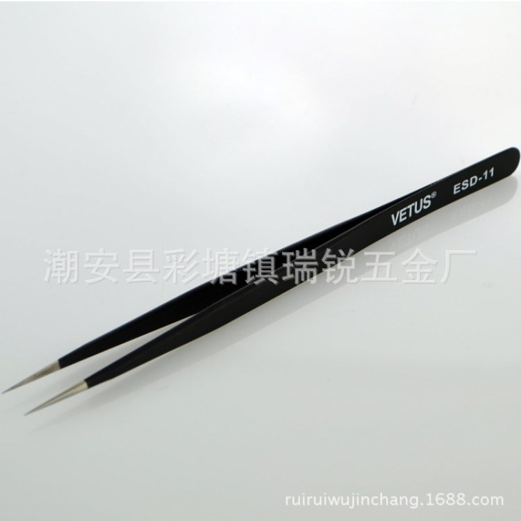 實體廠家供應不銹鋼防靜電尖頭鑷子ESD-11 精細加硬加厚