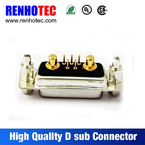 D-SUB大電流連接器 2W2母座焊線直針10A-40A黑膠連接器