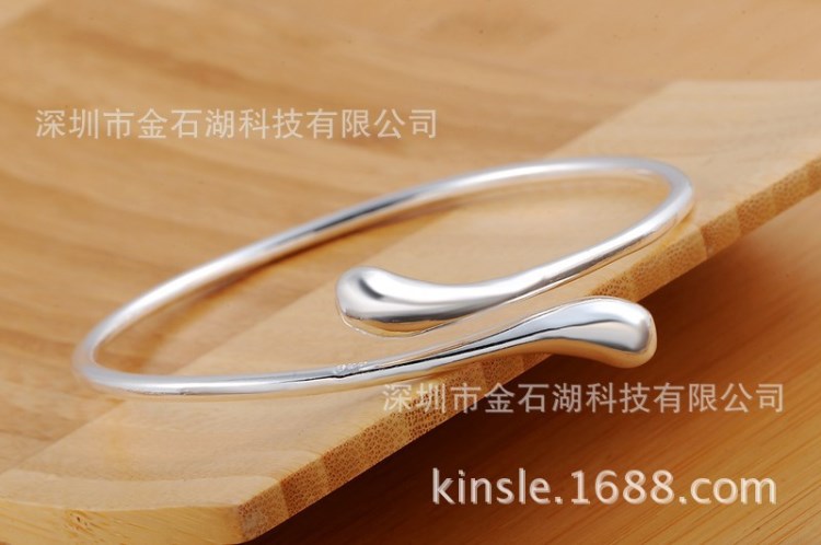 批發(fā)時(shí)尚韓版精美潮流 銀飾水滴雙圓頭手鐲 B005