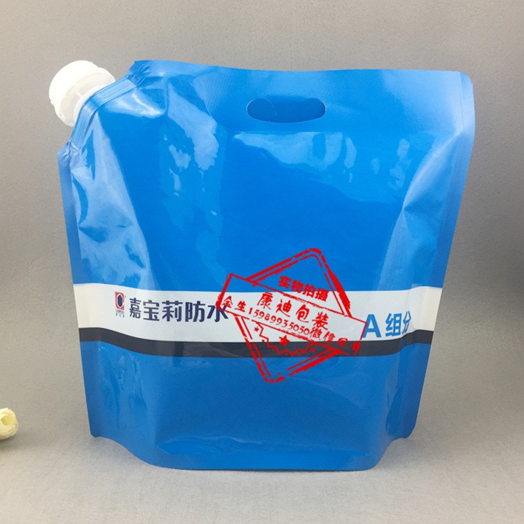大口徑壺形嘴5L水性油漆袋定做、高強度自立7L底漆袋、油漆袋廠家