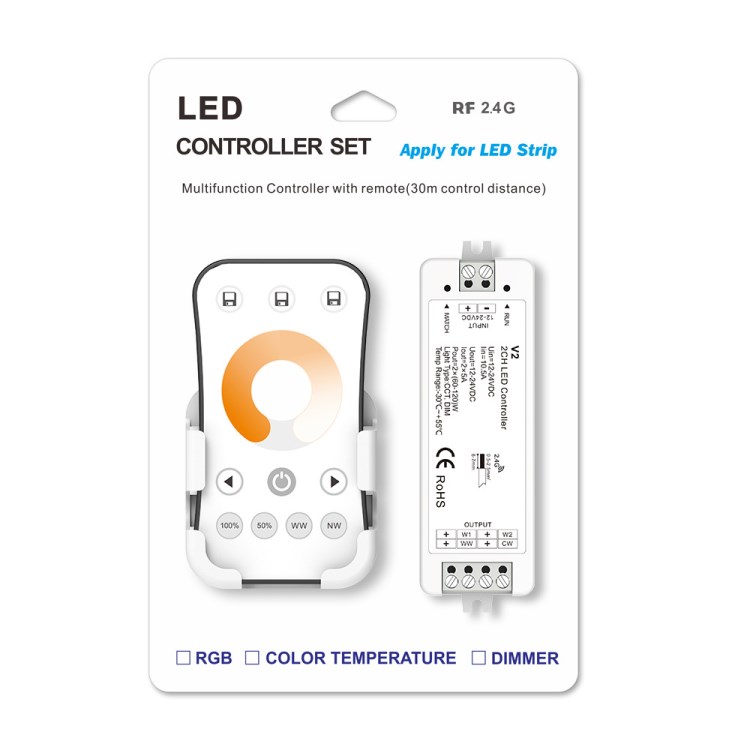 RF2.4G遙控器調(diào)光器套裝|LED觸摸色環(huán)色溫控制器 V2+R7-1