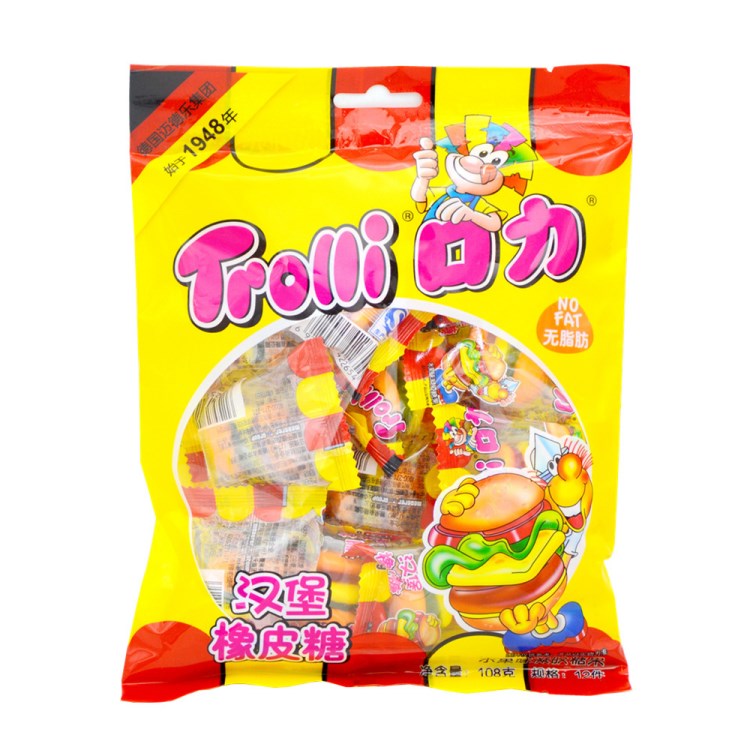 德国品牌 Trolli口力汉堡橡皮糖108g 休闲零食 食品糖果 批发