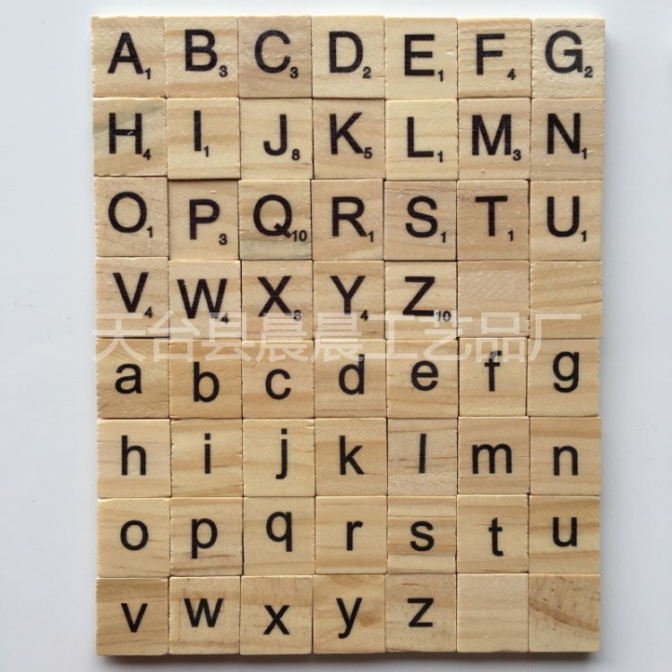 廠家批發木質木片 英文字母拼圖識字方塊嬰幼兒智力開發手工diy