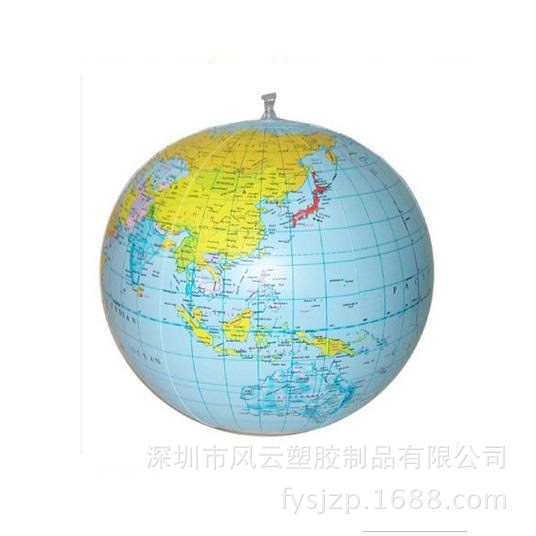 工廠訂做pvc充氣地球儀沙灘戲水充氣表情球55cm辦公教學(xué)用品