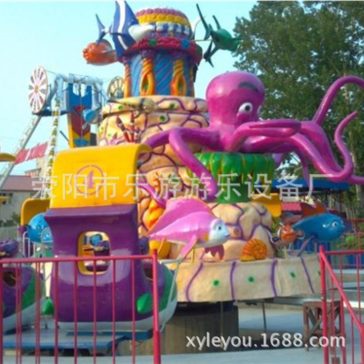 廠家直銷【水戰歡樂島】游樂設備夢幻海洋紫色大章魚夏季玩水項目