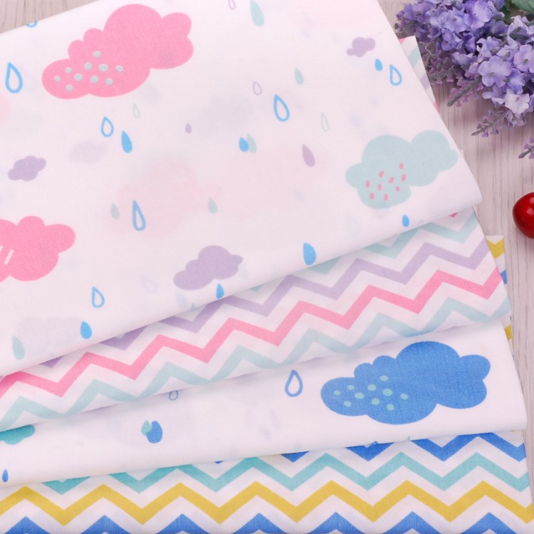 批發供應 全棉斜紋印花布 彩云波浪折線 棉斜紋面料 1.6門幅寬