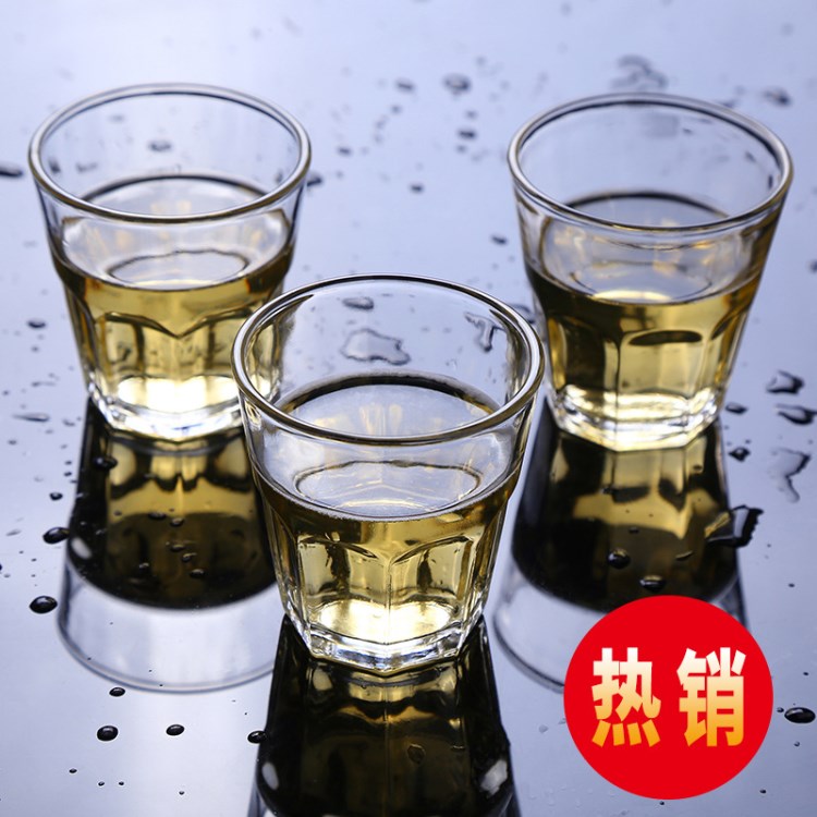 鋼化玻璃八角杯啤酒杯廣告杯威士忌杯KTV酒吧洋酒杯53304可印logo