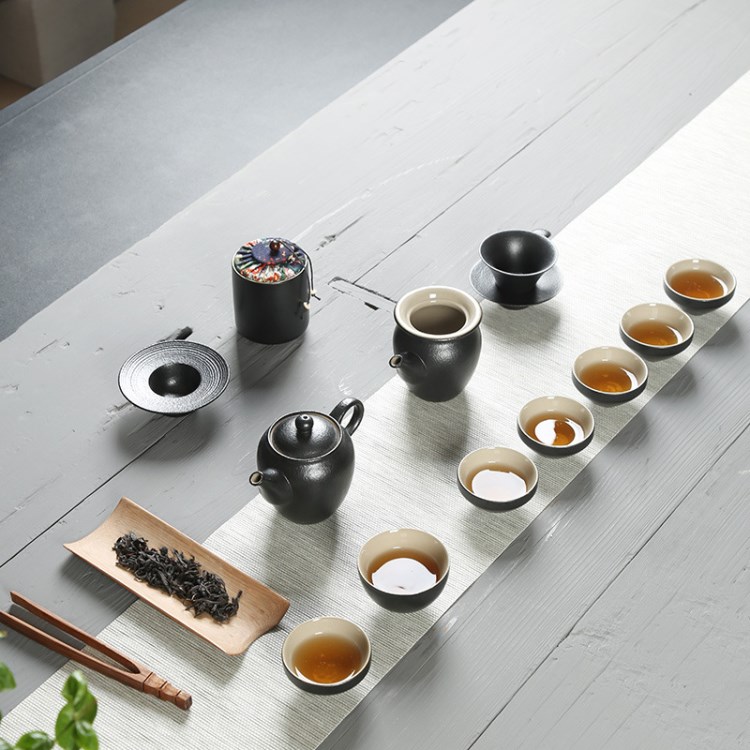 黑陶瓷功夫茶具套裝禮盒禪風黑釉復古茶壺過濾茶杯新款批發禮品