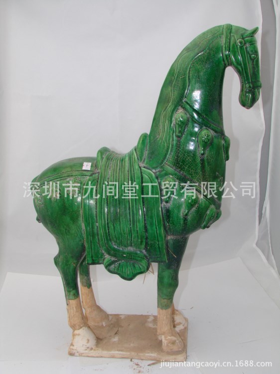 洛陽(yáng)唐三彩，仿古做舊唐三彩馬，漢綠釉馬，高58厘米，陶瓷馬