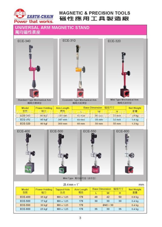 臺(tái)灣儀辰磁性表座ECE-600儀辰萬(wàn)向磁性表座 臺(tái)灣磁力表座