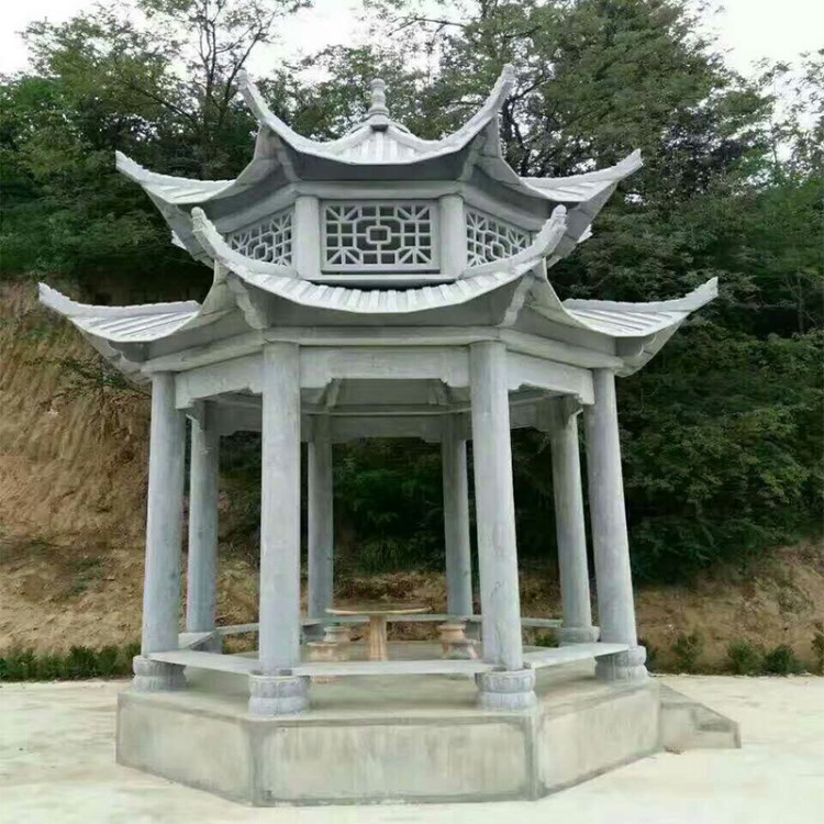 供應(yīng)古建筑石雕 單層休閑石亭子公園園林景觀雕刻