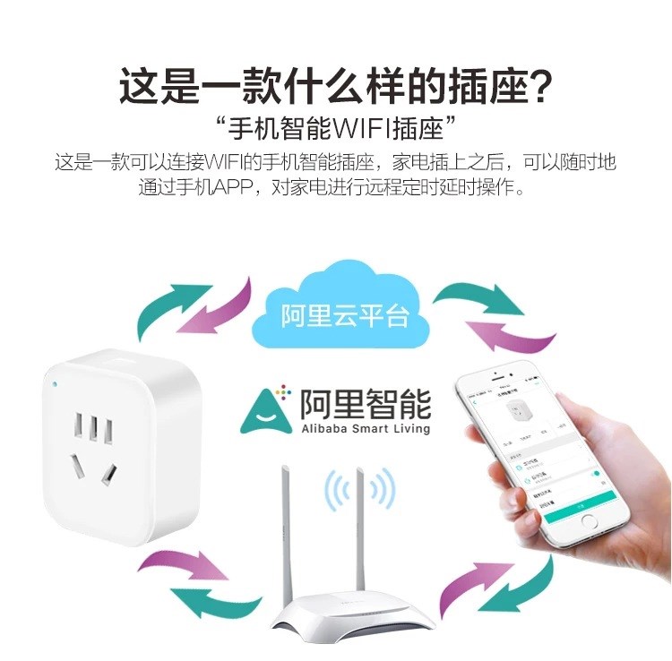 阿里智能家居WIFI插座 手機遠程控制 定時開關(guān)多功能無線排插