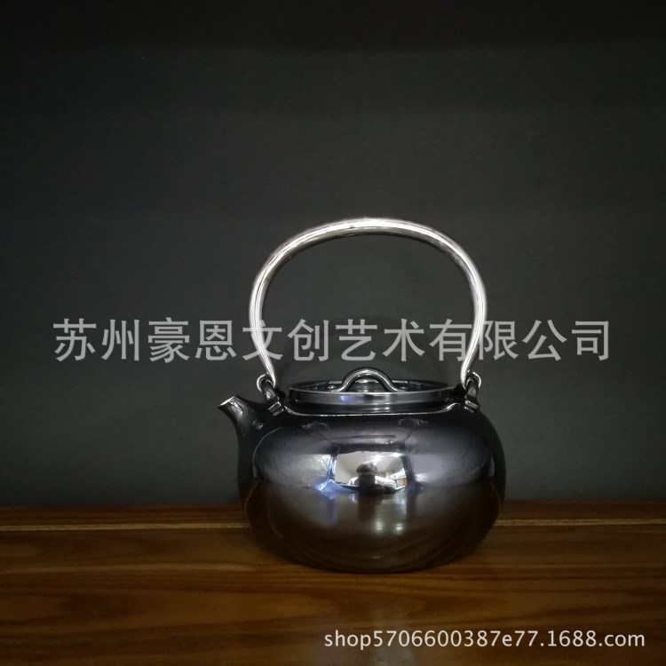 手工银壶 银烧水壶 银茶具 银器生产厂家 高端银器定制