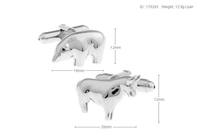 動(dòng)物 股票 股市行情 牛市熊市 素色光面金屬 鍍白鋼 袖扣 袖釘