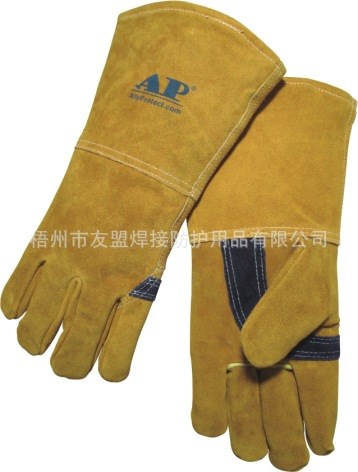 友盟AP-3202耐磨隔熱手套 全棉內里 金黃色護掌燒焊手套