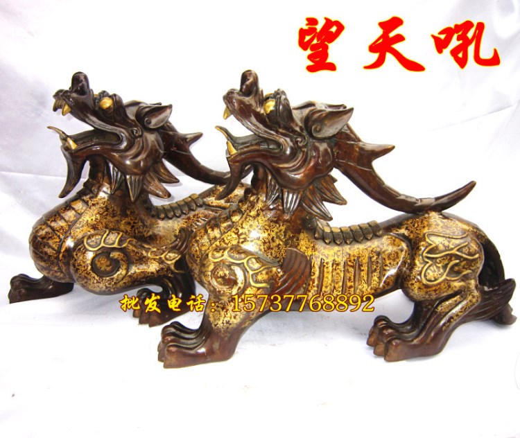 開(kāi)光銅貔貅 獨(dú)角獸 招財(cái)辟邪獸 望天吼風(fēng)水銅器皮丘天祿 特大號(hào)