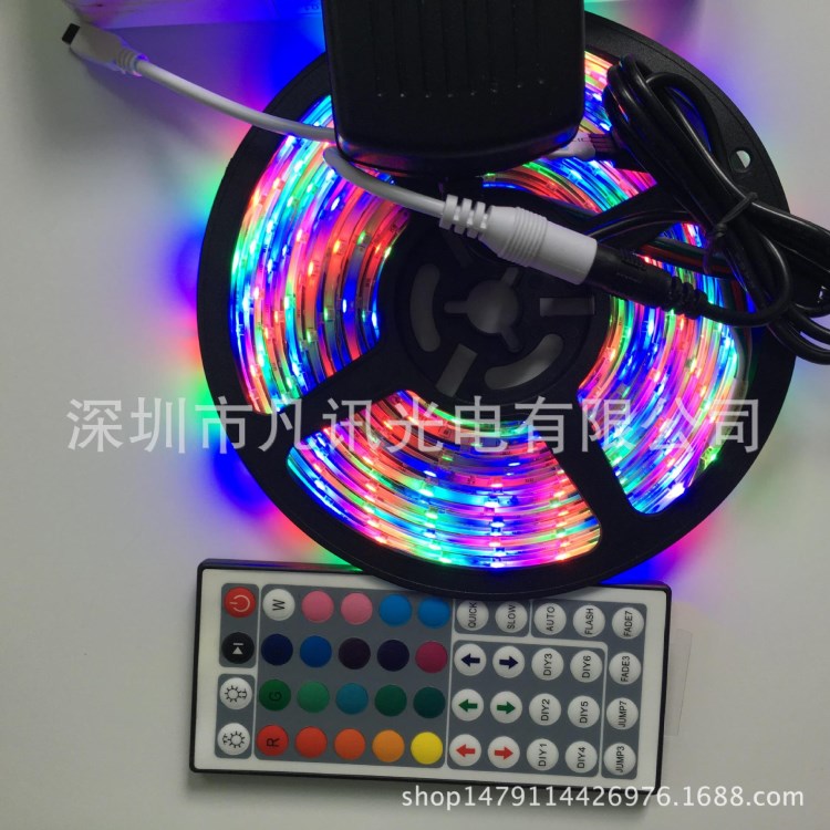 3528RGB彩色LED燈帶遙控變色燈條低壓12V跑馬流水KTV戶外七彩閃燈