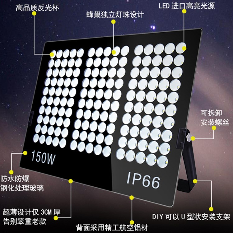 150W大功率led防水蜂窩投光燈 超薄超亮新款廣告燈家庭戶外照射燈