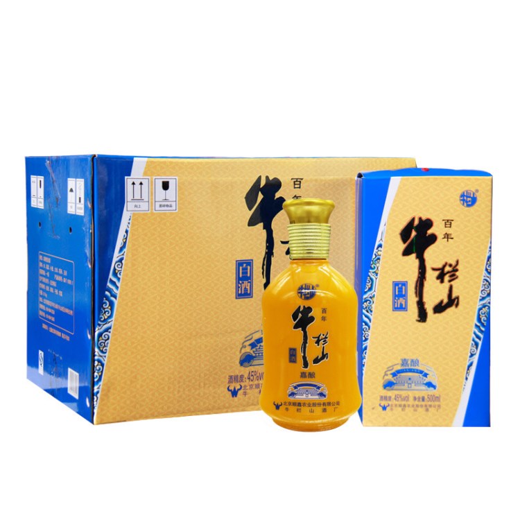 牛欄山 二鍋頭 黃瓷 嘉釀 45度 500ml 濃香型 白酒