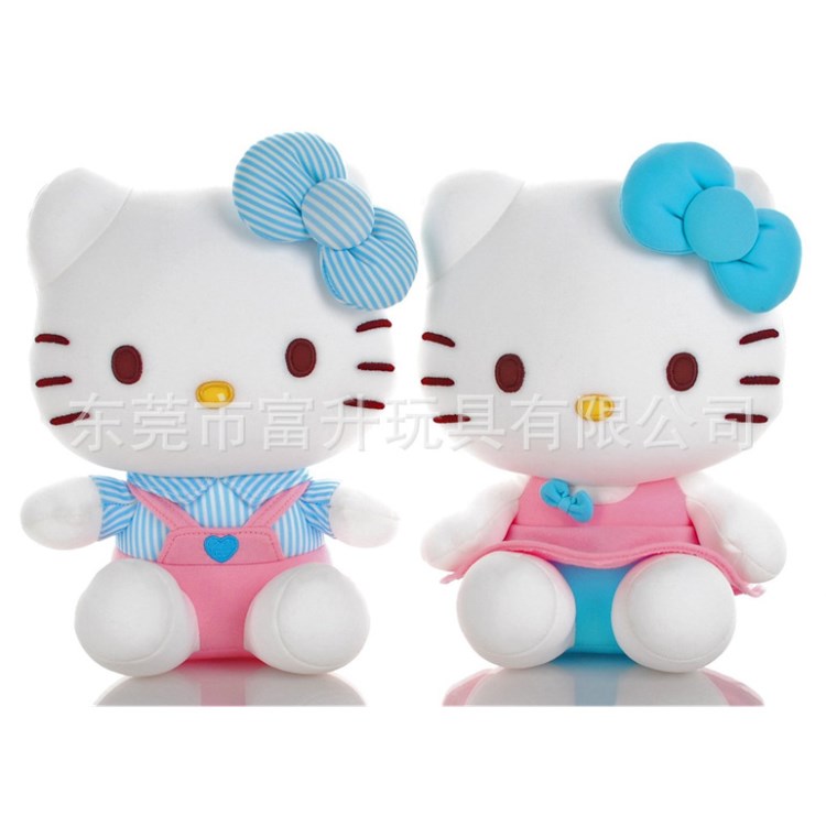 新款格子衣服款式 代工定制25cm坐姿可爱毛绒hello kitty猫公仔