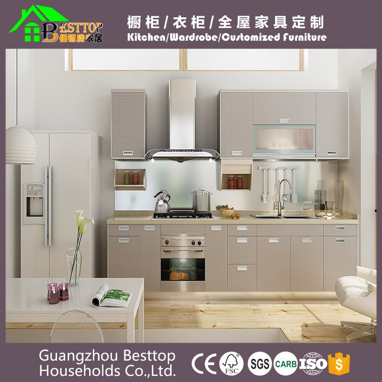 全屋裝修整體櫥柜定做環保簡約隱框晶鋼玻璃壓廚房廚柜 廠家定制