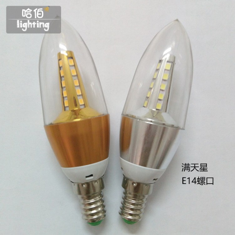 廠家直銷 led蠟燭燈 5w滿天星led燈泡e27 E14螺口 暖白正白光