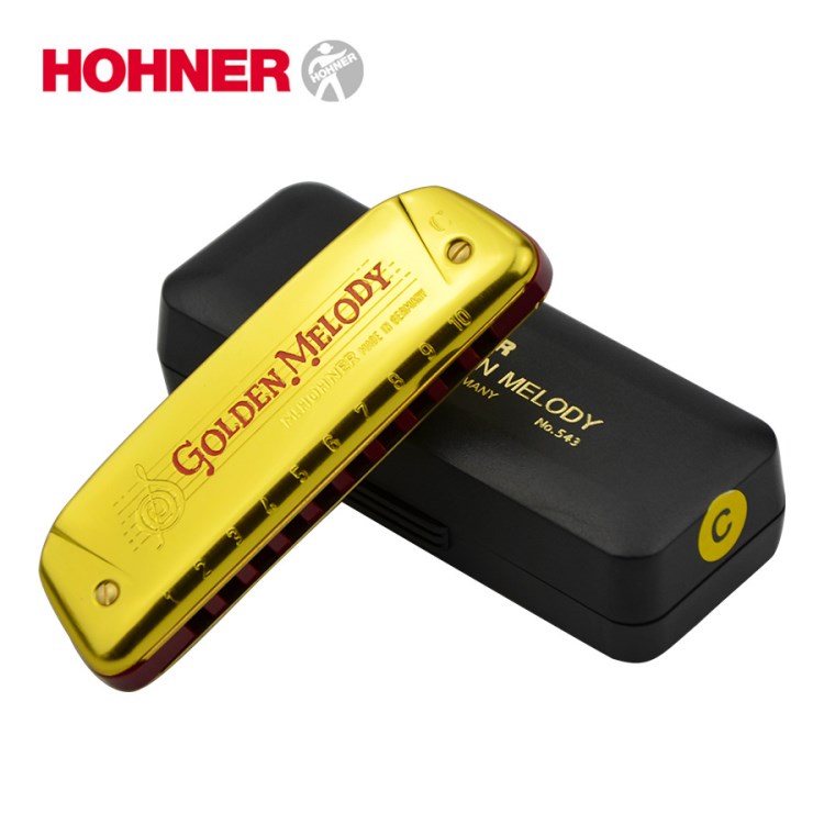 德國Hohner GM十孔口琴和萊Golden Melody 布魯斯送皮套