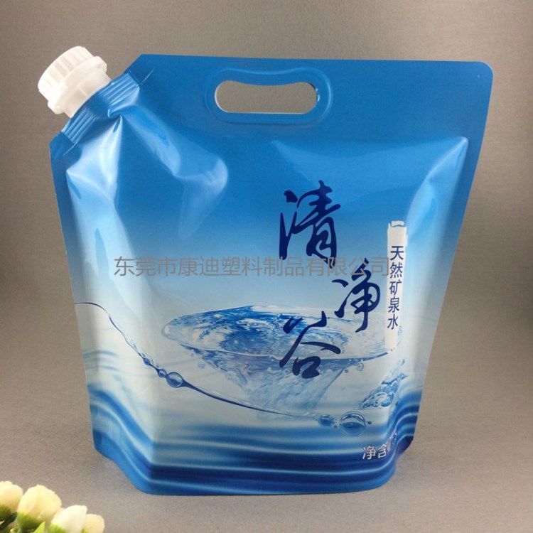 吸嘴袋定制廠家 5升大口徑手提自立袋包裝 袋裝飲用水礦泉水液體