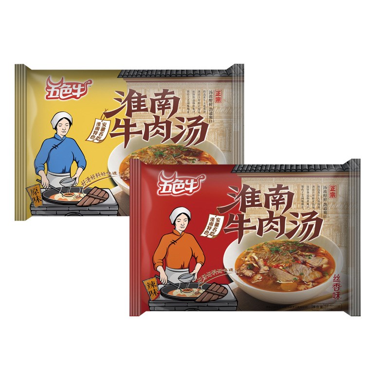 安徽特產(chǎn) 五色牛絲香味 淮南牛肉湯粉絲湯原味、香辣味24袋