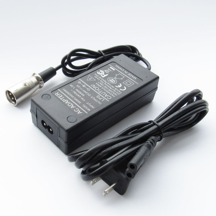 24V2A電池充電器 滑板車代步車充電器 電動(dòng)輪椅美規(guī)充電器卡農(nóng)頭