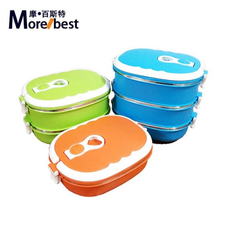 活動產品定制logo實用禮品飯盒雙層學生便當盒方形保溫飯盒不銹鋼