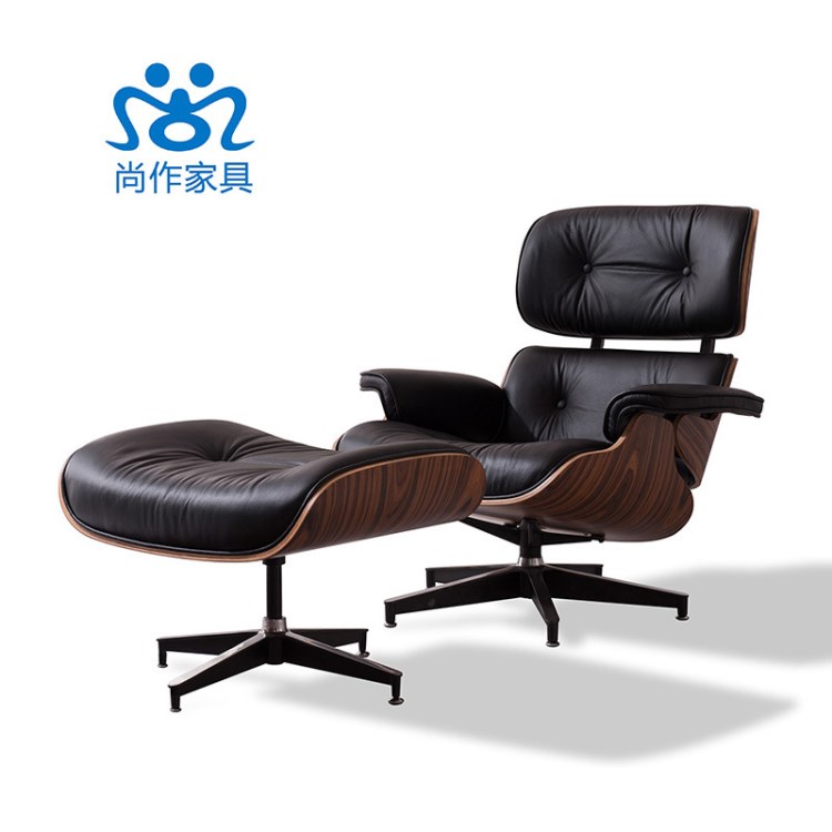 伊姆斯躺椅休閑椅eames lounge chair真皮轉椅午休單人沙發(fā)椅子