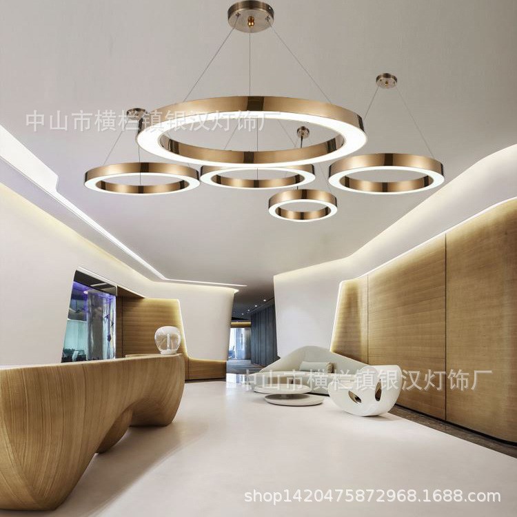 后現代美式歐式環形圓環燈現代簡約客廳餐吊燈辦公室LED燈具家具