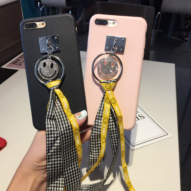 新款水鉆笑臉適用R11/r9s手機殼X9S/Y66掛件美圖M8保護套女款青春