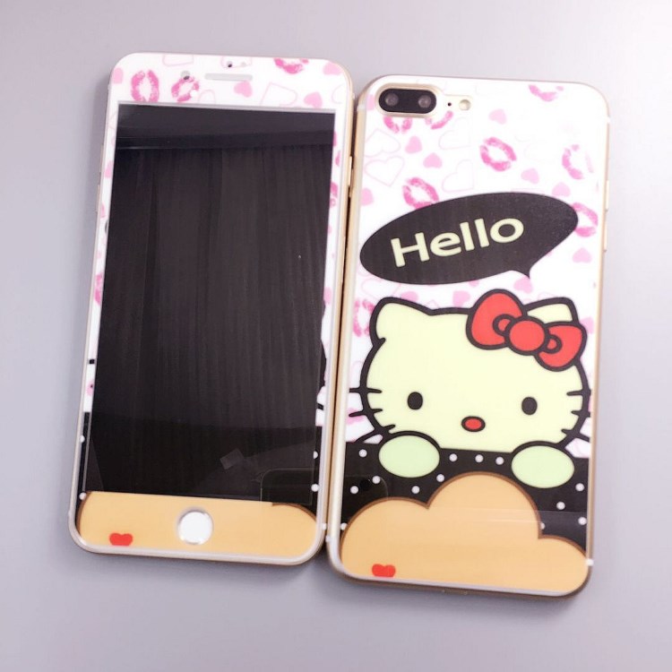 蘋果7plus叮當鋼化玻璃膜iPhone6Plus超人路飛防爆閃粉KT前后貼膜
