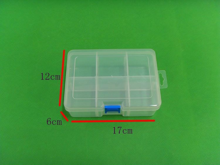 廠家供應(yīng)17cm長6格環(huán)保塑料加厚首飾透明材料漁具零件配件盒