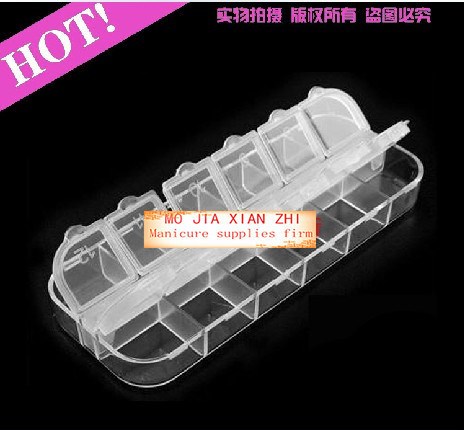 美甲工具\(yùn)用品 飾品盒/鉆盒 /收納盒 掀蓋12格雙排獨(dú)開(kāi)