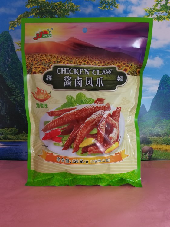 批發(fā)香港尊杰JJ醬鹵鳳爪泡椒味150克*24包/箱休閑食品