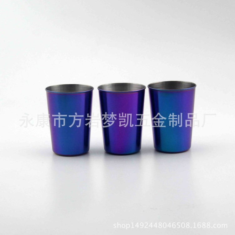 廠家直銷 三折杯 七彩電鍍折疊杯 不銹鋼小酒杯