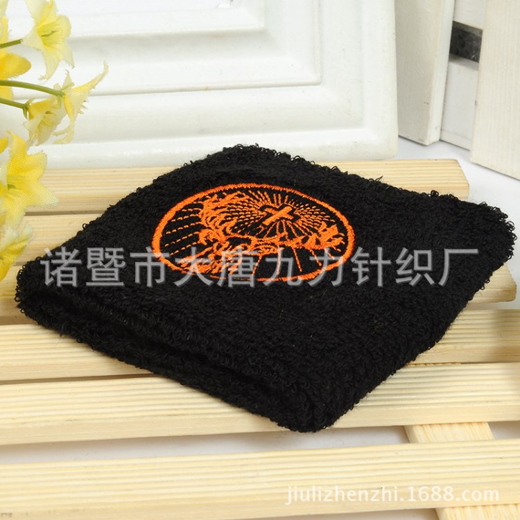 爆款熱賣 運(yùn)動(dòng)系列針織護(hù)腕 精美刺繡圖案超透氣黑色全棉護(hù)腕