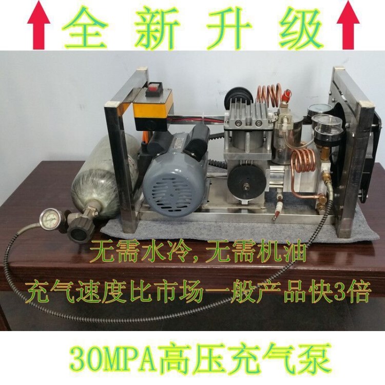 无水冷无机油空气压缩机 打气增压泵 气瓶压缩高压泵充气快率