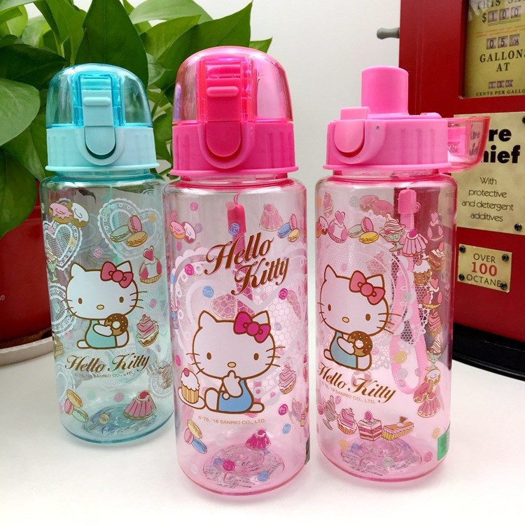 HelloKitty兒童水杯小學(xué)生便攜可愛(ài)塑料水瓶夏季水壺女孩防漏杯子