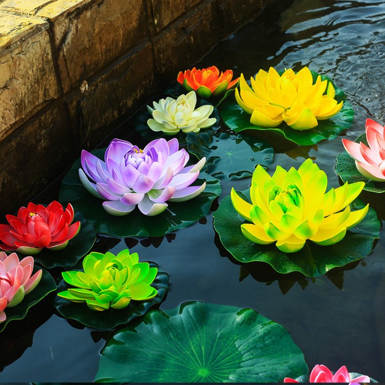 仿真eva荷花蓮花 魚缸水池裝飾睡蓮 多尺寸假荷葉永生花工廠直銷