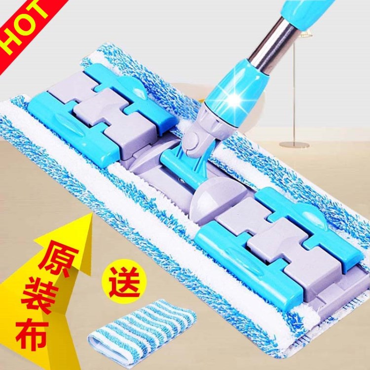 廠家直銷不銹鋼桿干濕兩用瓷磚木地板平板拖把夾毛巾拖地墩布塵推