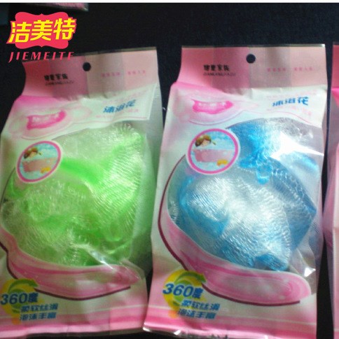 廠家直供 好幫手30克尼龍沐浴花 玫瑰彩色沐浴球 贈品小浴球