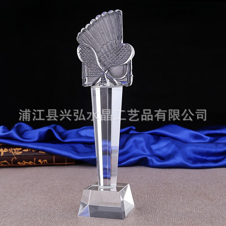 水晶獎(jiǎng)杯體育運(yùn)動獎(jiǎng)杯水晶羽毛球水晶獎(jiǎng)杯刻字水晶禮品